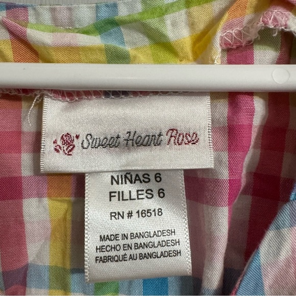 Sweet Heart Rose Plaid Pink and Yellow Sundress Size 6 - Picture 3 of 8